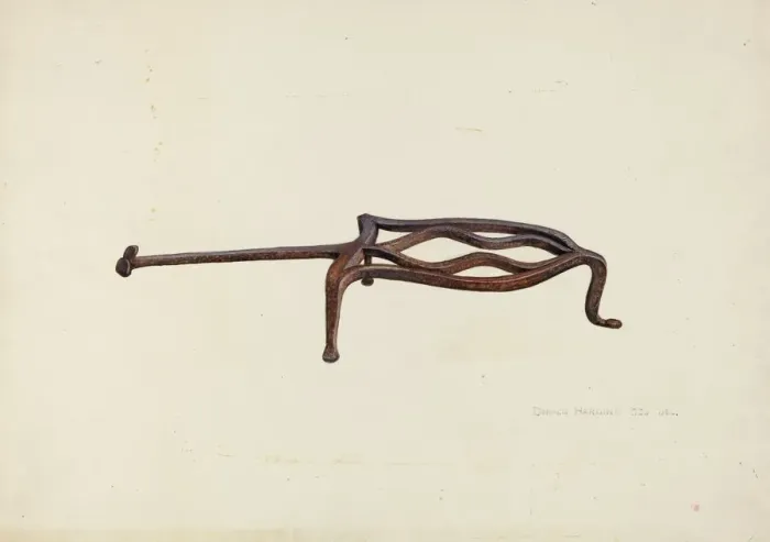 Framed Print : Flat Iron Holder, c. 1940. Creator: Donald Harding Framed Print : Flat Iron Holder, c. 1940. Creator: Donald Harding