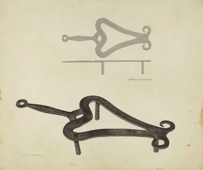 Framed Print : Flat Iron Holder, c. 1940. Creator: Julius Bellamy Framed Print : Flat Iron Holder, c. 1940. Creator: Julius Bellamy