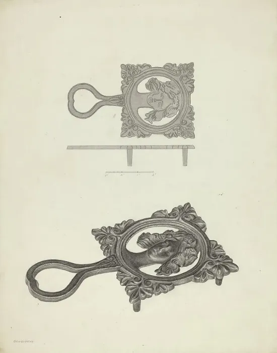 Framed Print : Flat Iron Holder, c. 1940. Creator: Milton Grubstein Framed Print : Flat Iron Holder, c. 1940. Creator: Milton Grubstein