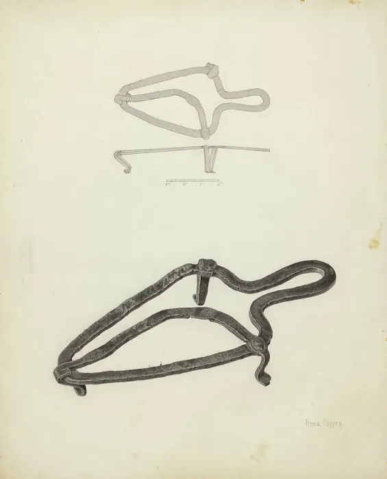 Framed Print : Flat Iron Holder, c. 1940. Creator: Neva Coffey Framed Print : Flat Iron Holder, c. 1940. Creator: Neva Coffey
