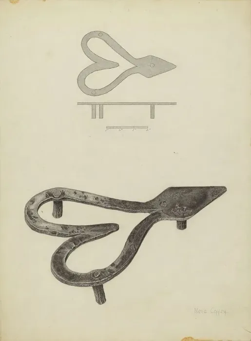 Framed Print : Flat Iron Holder, c. 1940. Creator: Neva Coffey