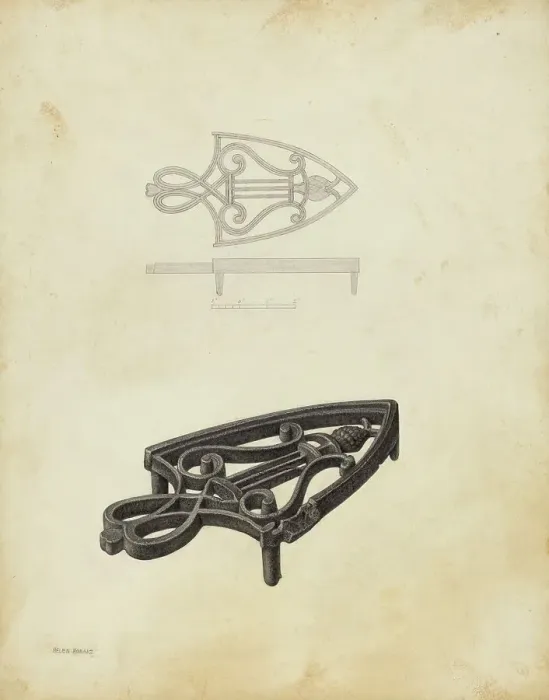 Framed Print : Flat Iron Holder, c. 1941. Creator: Helen Hobart Framed Print : Flat Iron Holder, c. 1941. Creator: Helen Hobart