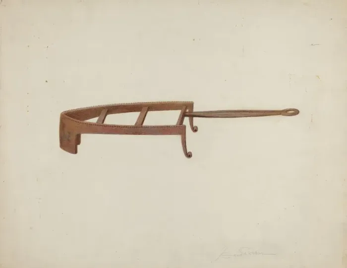 Framed Print : Flat Iron Stand, c. 1940. Creator: Cora Parker