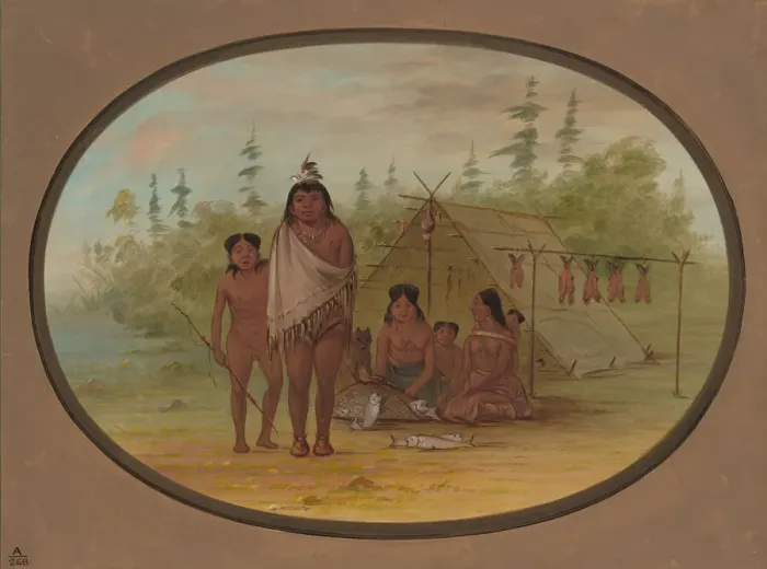 Framed Print : A Flathead Chief with His Family, 1855 / 1869. Creator: George Catlin Framed Print : A Flathead Chief with His Family, 1855 / 1869. Creator: George Catlin