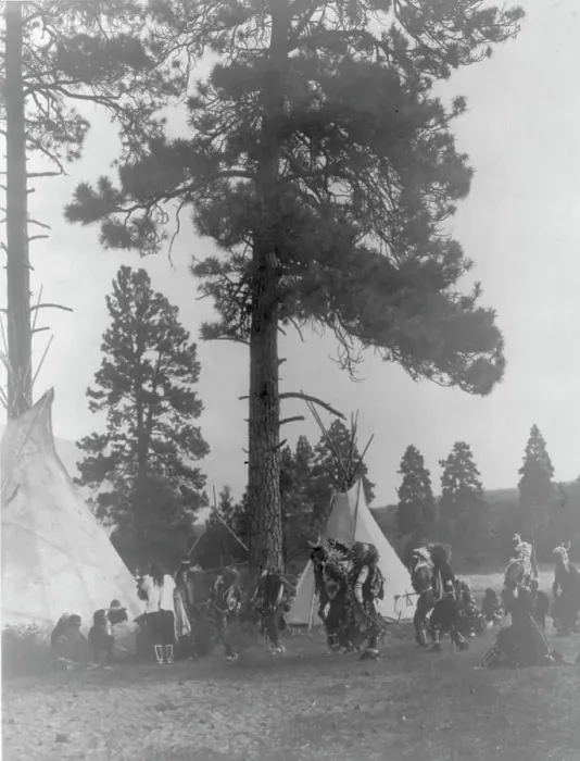 Framed Print : A Flathead dance, c1910. Creator: Edward Sheriff Curtis Framed Print : A Flathead dance, c1910. Creator: Edward Sheriff Curtis