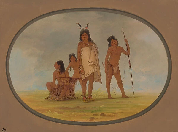 Four Flathead Indians, 1855  /  1869. Creator: George Catlin