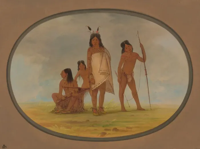 Framed Print : Four Flathead Indians, 1855 / 1869. Creator: George Catlin Framed Print : Four Flathead Indians, 1855 / 1869. Creator: George Catlin