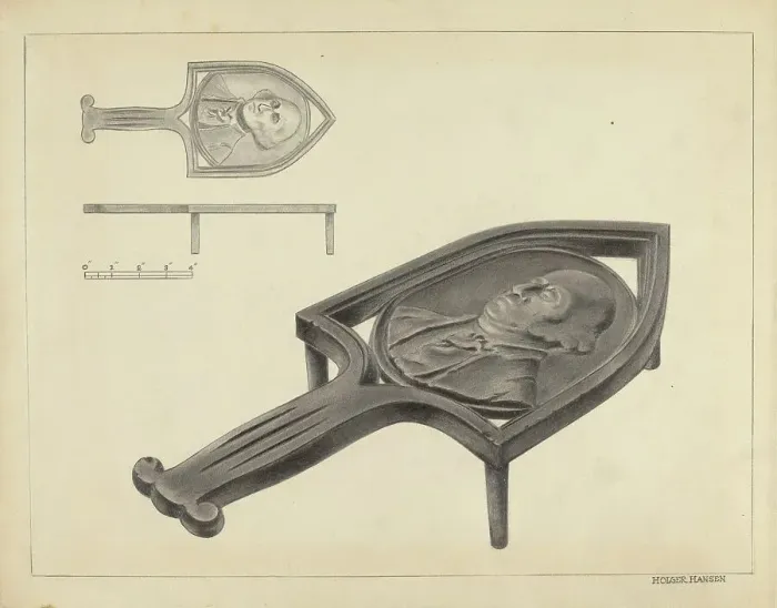 Framed Print : Flatiron Holder, c. 1939. Creator: Holger Hansen Framed Print : Flatiron Holder, c. 1939. Creator: Holger Hansen