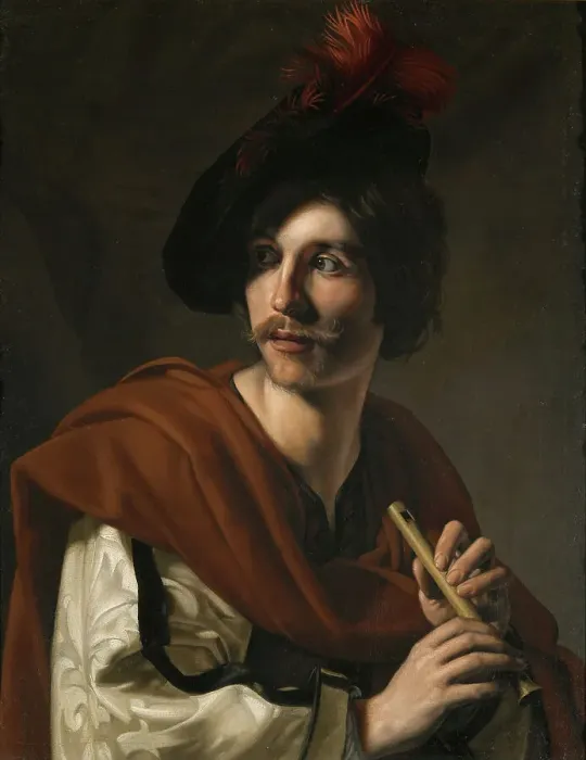 Framed Print : Flautist, 1626. Creator: Tournier, Nicolas (1590-1639) Framed Print : Flautist, 1626. Creator: Tournier, Nicolas (1590-1639)