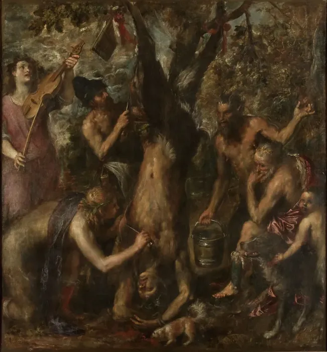 Framed Print : The Flaying of Marsyas, c1573-1575. Creator: Titian (1488-1576) Framed Print : The Flaying of Marsyas, c1573-1575. Creator: Titian (1488-1576)