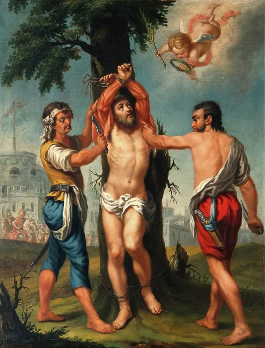 Framed Print : The flaying of Saint Bartholomew, 19th century. Creator: Unknown Framed Print : The flaying of Saint Bartholomew, 19th century. Creator: Unknown