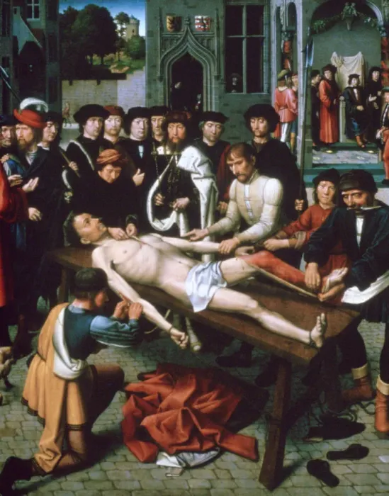 Framed Print : The Flaying of Sisamnes, (detail), 1498. Artist: Gerard David Framed Print : The Flaying of Sisamnes, (detail), 1498. Artist: Gerard David