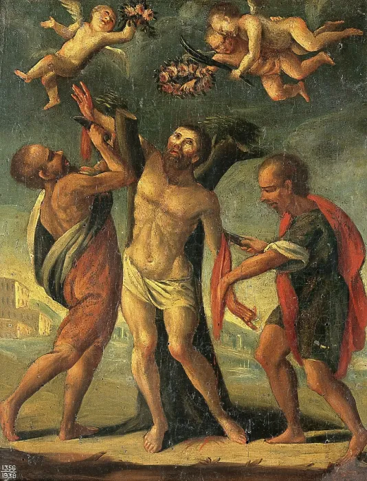 Framed Print : The flaying of St Bartholomew. Creator: Unknown Framed Print : The flaying of St Bartholomew. Creator: Unknown