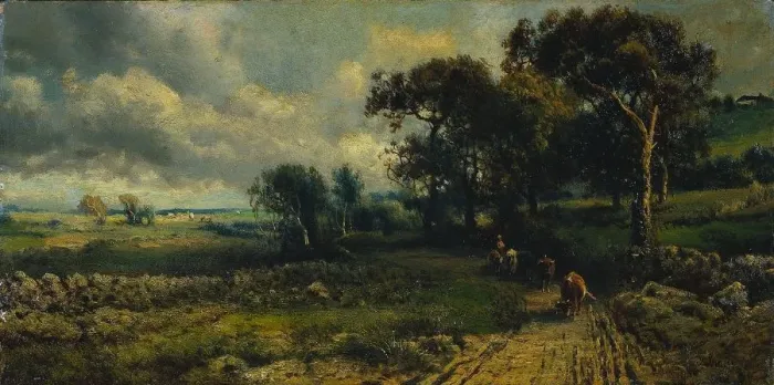 Framed Print : Fleecy Clouds, 1881. Creator: George Inness (American, 1825-1894), imitator of Framed Print : Fleecy Clouds, 1881. Creator: George Inness (American, 1825-1894), imitator of