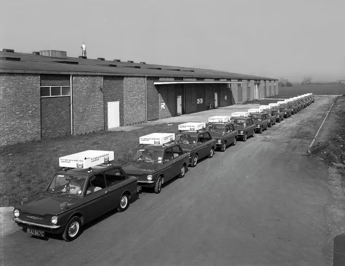 Framed Print : A fleet of 1965 Hillman Imps, Selby, North Yorkshire, 1965. Artist: Michael Walters Framed Print : A fleet of 1965 Hillman Imps, Selby, North Yorkshire, 1965. Artist: Michael Walters