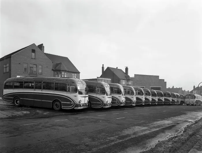 Framed Print : Fleet of AEC Regal Mk4s belonging to Philipsons Coaches, Goldthorpe, South Yorkshire, 1963 Framed Print : Fleet of AEC Regal Mk4s belonging to Philipsons Coaches, Goldthorpe, South Yorkshire, 1963