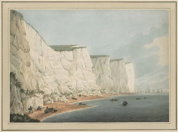 The Fleet Off the Coast, Beachy Head, c. 1790-1805. Creator: Samuel Atkins (British, 1760-1810)