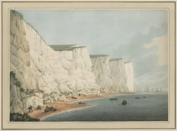 Framed Print : The Fleet Off the Coast, Beachy Head, c. 1790-1805. Creator: Samuel Atkins (British, 1760-1810) Framed Print : The Fleet Off the Coast, Beachy Head, c. 1790-1805. Creator: Samuel Atkins (British, 1760-1810)
