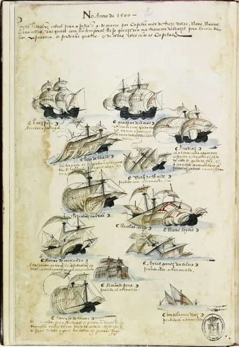 Framed Print : The fleet of Pedro Alvares Cabral in 1500. From Livro das Armadas, ca 1568 Framed Print : The fleet of Pedro Alvares Cabral in 1500. From Livro das Armadas, ca 1568