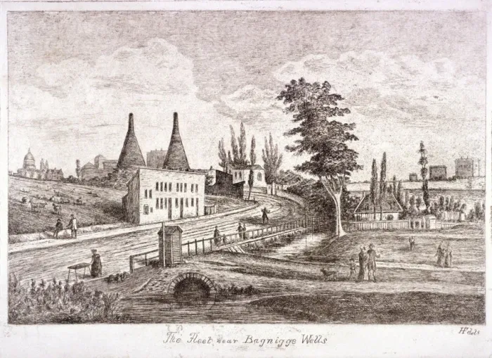 Framed Print : The Fleet River near Bagnigge Wells, St Pancras, London, c1800 Framed Print : The Fleet River near Bagnigge Wells, St Pancras, London, c1800