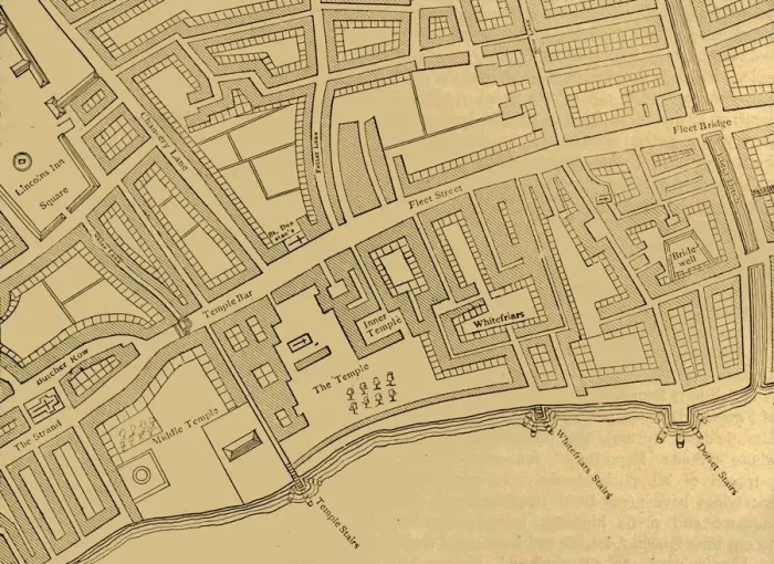 Framed Print : Fleet Street, The Temple, Etc. From a Map of London, Published 1720, (1897) Framed Print : Fleet Street, The Temple, Etc. From a Map of London, Published 1720, (1897)