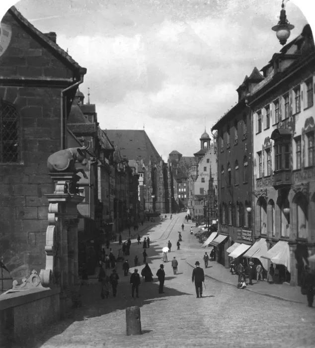 Framed Print : The Fleischbrucke (Meat Bridge), Nuremberg, Germany, c1900s. Artist: Wurthle & Sons