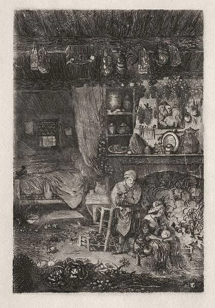 Flemish Interior, 1856-66. Creator: Rodolphe Bresdin (French, 1822-1885)