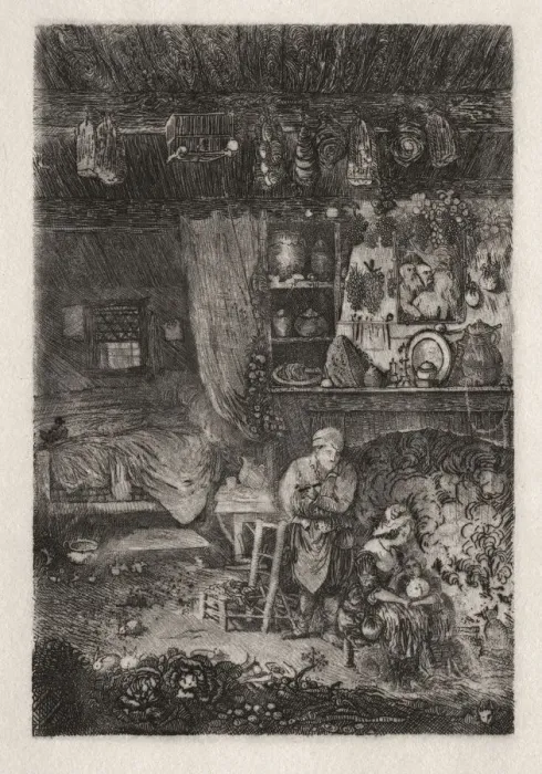 Framed Print : Flemish Interior, 1856-66. Creator: Rodolphe Bresdin (French, 1822-1885) Framed Print : Flemish Interior, 1856-66. Creator: Rodolphe Bresdin (French, 1822-1885)