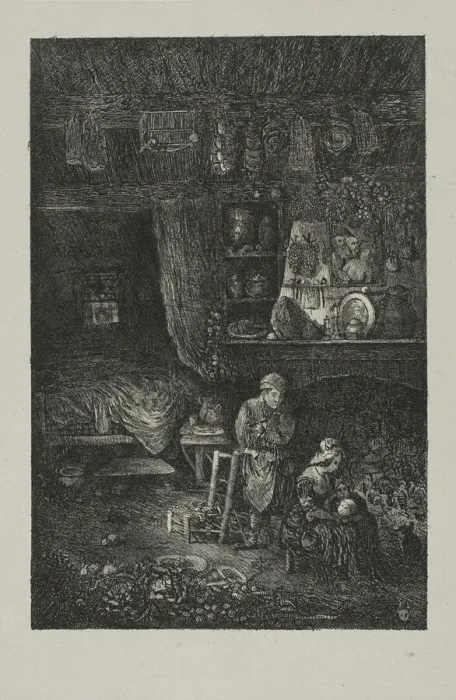 Framed Print : Flemish Interior, 1856. Creator: Rodolphe Bresdin Framed Print : Flemish Interior, 1856. Creator: Rodolphe Bresdin