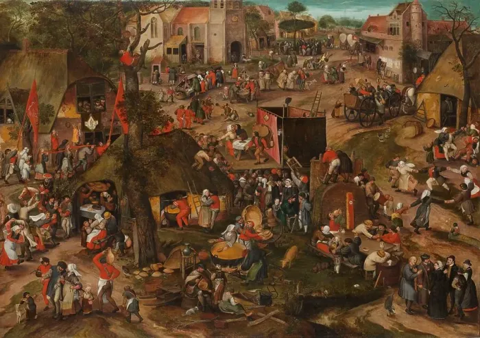 Framed Print : A Flemish Kermis with a Performance of the Farce ‘Een cluyte van Plaeyerwater, c.1570. Creator: Peeter Baltens Framed Print : A Flemish Kermis with a Performance of the Farce ‘Een cluyte van Plaeyerwater, c.1570. Creator: Peeter Baltens