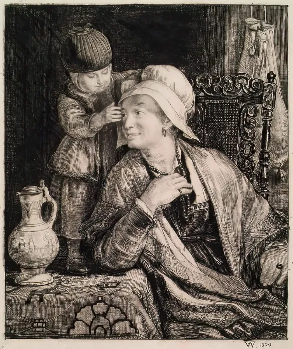 Framed Print : The Flemish Mother, 1820-1821. Creator: David Wilkie Framed Print : The Flemish Mother, 1820-1821. Creator: David Wilkie