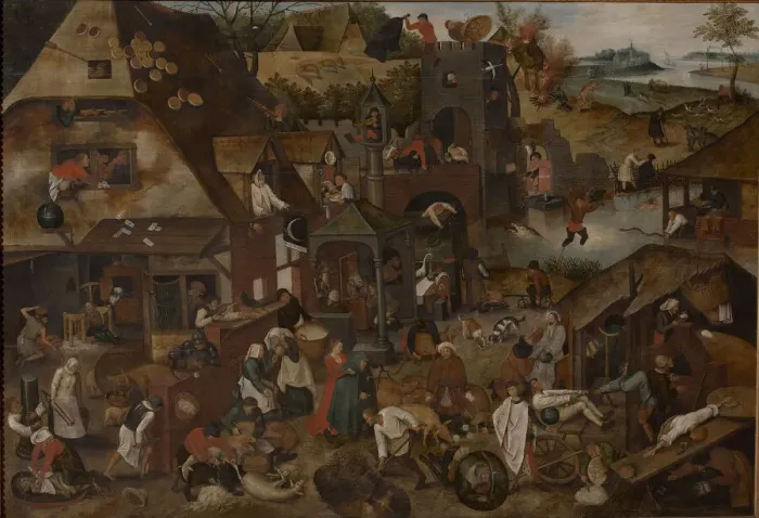 Framed Print : Flemish proverbs, 1607. Creator: Brueghel, Pieter, the Younger (1564-1638) Framed Print : Flemish proverbs, 1607. Creator: Brueghel, Pieter, the Younger (1564-1638)