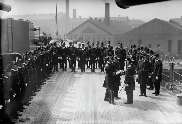 Framed Print : Fletcher and Badger shaking hands, between c1910 and c1915. Creator: Bain News Service Framed Print : Fletcher and Badger shaking hands, between c1910 and c1915. Creator: Bain News Service