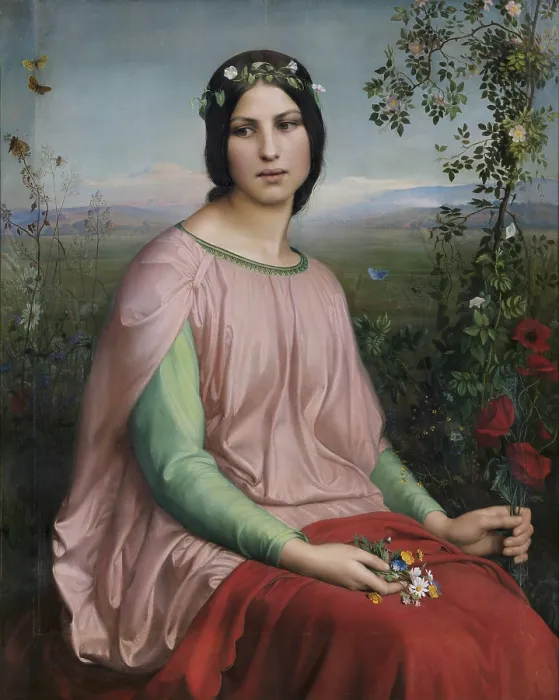 Framed Print : Fleur des champs (Flower of the Fields), 1845. Creator: Janmot, Louis (1814-1892) Framed Print : Fleur des champs (Flower of the Fields), 1845. Creator: Janmot, Louis (1814-1892)
