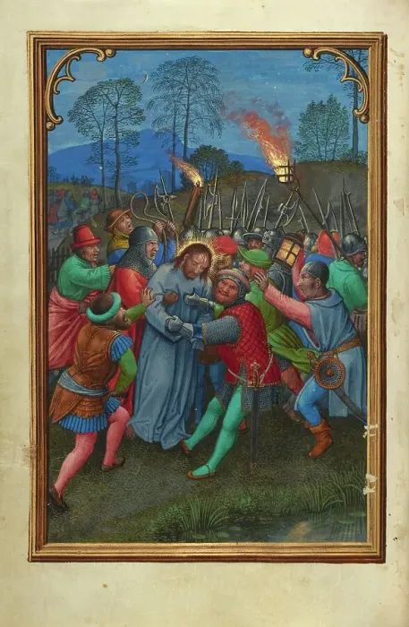 Framed Print : The Flight of the Apostles; Prayer Book of Cardinal Albrecht of Brandenburg, about 1525-1530. Creator: Simon Bening