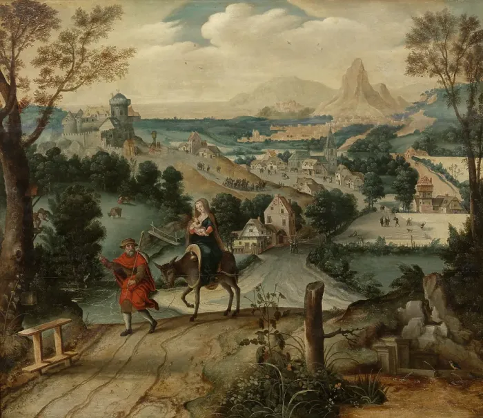 Framed Print : The Flight into Egypt, 1541-1550. Creator: Lucas Gassel Framed Print : The Flight into Egypt, 1541-1550. Creator: Lucas Gassel