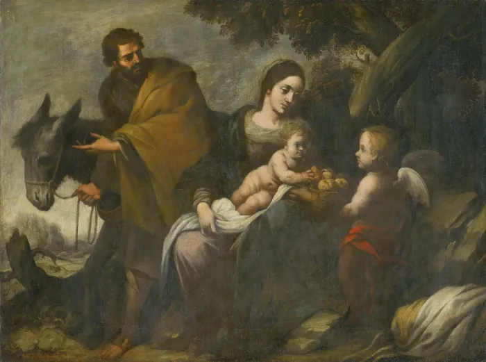 Framed Print : Flight into Egypt, 1650-1700. Creator: Bartolome Esteban Murillo Framed Print : Flight into Egypt, 1650-1700. Creator: Bartolome Esteban Murillo