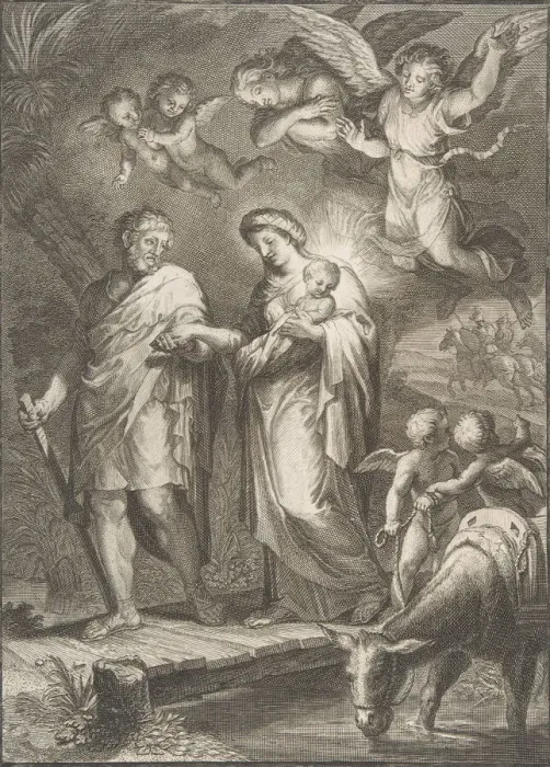 Framed Print : The Flight into Egypt, 1700-(?). Creator: Francesco Polanzani Framed Print : The Flight into Egypt, 1700-(?). Creator: Francesco Polanzani
