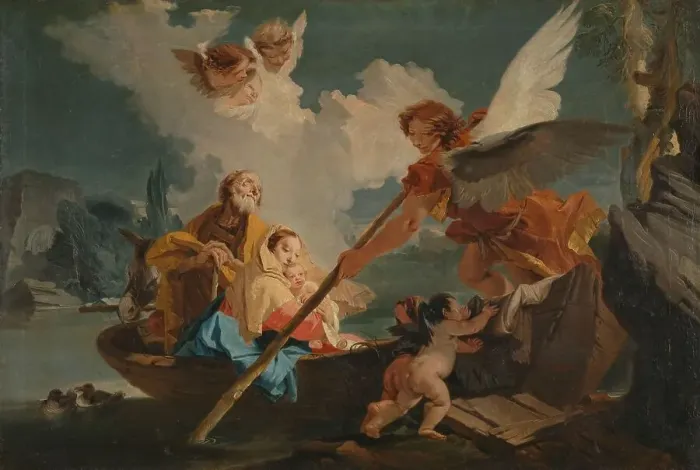 Framed Print : Flight into Egypt, 1750-1810. Creator: Giovanni Battista Tiepolo (follower of) Framed Print : Flight into Egypt, 1750-1810. Creator: Giovanni Battista Tiepolo (follower of)