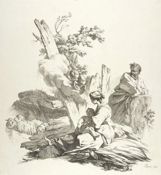 Framed Print : The Flight Into Egypt, 1758. Creator: Jean-Baptiste-Marie Pierre Framed Print : The Flight Into Egypt, 1758. Creator: Jean-Baptiste-Marie Pierre