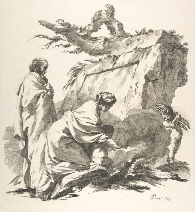 Framed Print : Flight Into Egypt, 1759. Creator: Jean-Baptiste-Marie Pierre Framed Print : Flight Into Egypt, 1759. Creator: Jean-Baptiste-Marie Pierre