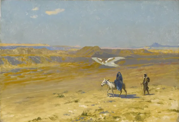 Framed Print : The Flight into Egypt, 1890s. Creator: Gerome, Jean-Leon (1824-1904) Framed Print : The Flight into Egypt, 1890s. Creator: Gerome, Jean-Leon (1824-1904)