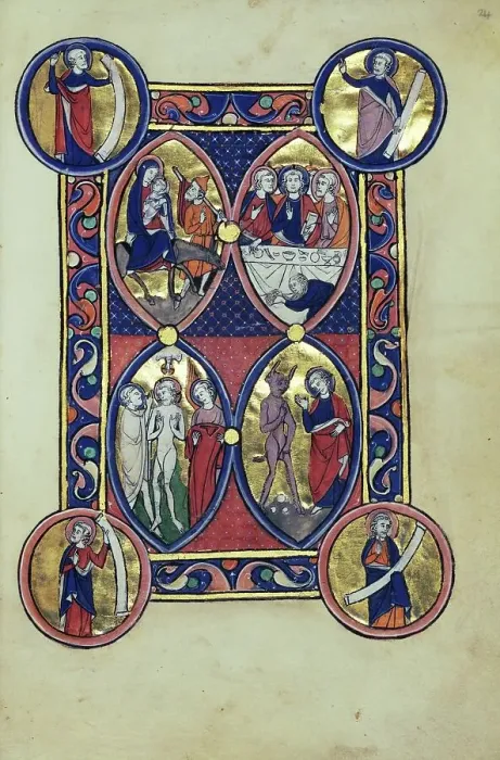 Framed Print : The Flight into Egypt: The Baptism of Christ: The Supper at Bethany... about 1250-1260. Creator: Unknown Framed Print : The Flight into Egypt: The Baptism of Christ: The Supper at Bethany... about 1250-1260. Creator: Unknown