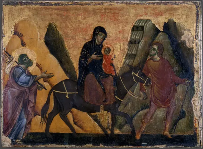 Framed Print : The Flight into Egypt, c. 1280. Artist: Guido da Siena (active between 1260 and 1290) Framed Print : The Flight into Egypt, c. 1280. Artist: Guido da Siena (active between 1260 and 1290)