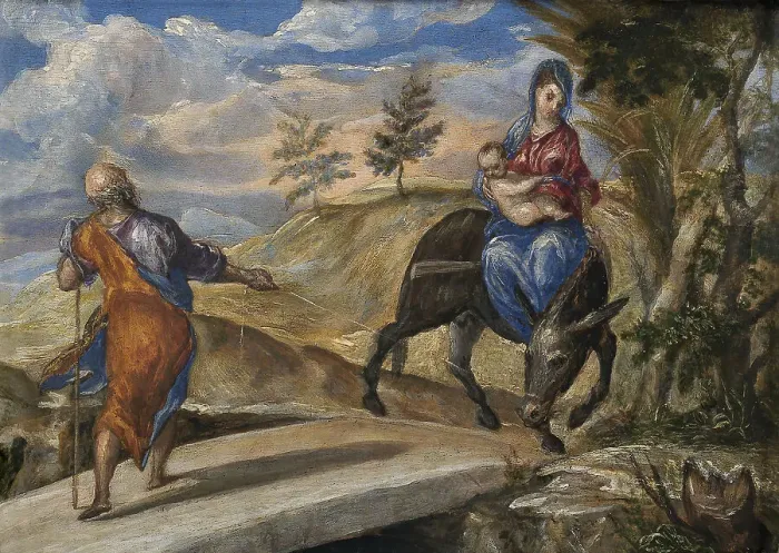 Framed Print : The Flight into Egypt, c. 1570. Artist: El Greco, Dominico (1541-1614) Framed Print : The Flight into Egypt, c. 1570. Artist: El Greco, Dominico (1541-1614)