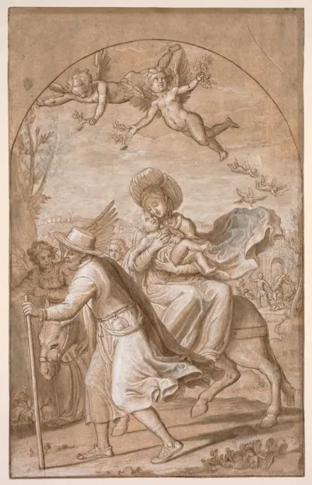 Framed Print : The Flight into Egypt, c. 1590. Creator: Gregorio Pagani (Italian, 1558-1605) Framed Print : The Flight into Egypt, c. 1590. Creator: Gregorio Pagani (Italian, 1558-1605)