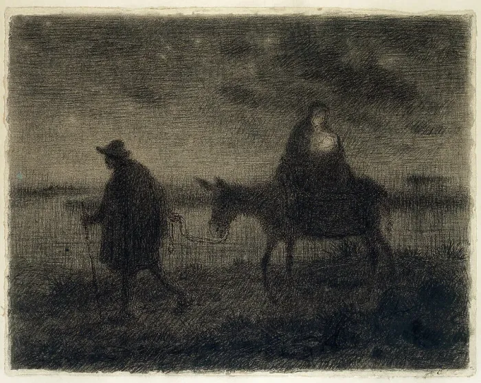 Framed Print : The Flight Into Egypt, c. 1864. Creator: Jean Francois Millet Framed Print : The Flight Into Egypt, c. 1864. Creator: Jean Francois Millet