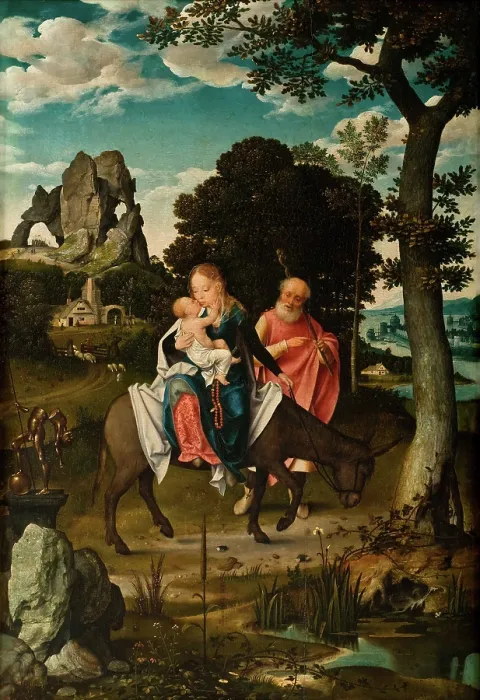 Framed Print : The Flight into Egypt, c1520. Creator: Cleve, Joos van (ca. 1485-1540) Framed Print : The Flight into Egypt, c1520. Creator: Cleve, Joos van (ca. 1485-1540)