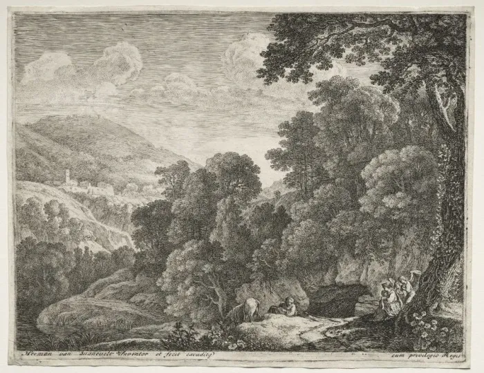 Framed Print : The Flight into Egypt: The Cave. Creator: Herman van Swanevelt (Dutch, c. 1600-1655) Framed Print : The Flight into Egypt: The Cave. Creator: Herman van Swanevelt (Dutch, c. 1600-1655)