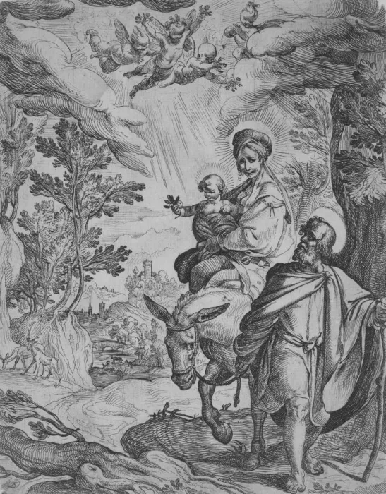 Framed Print : The Flight into Egypt. Creator: Antonio Tempesta Framed Print : The Flight into Egypt. Creator: Antonio Tempesta